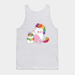 Cartoon Birthday Hippo Art Print Tank Top